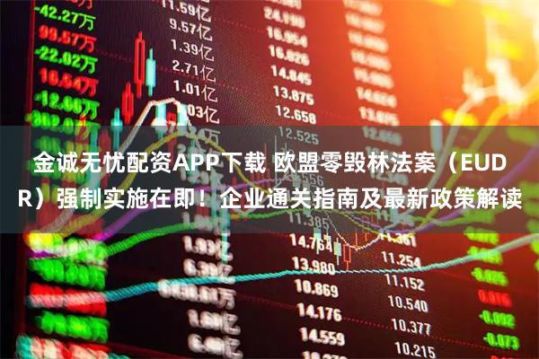 金诚无忧配资APP下载 欧盟零毁林法案（EUDR）强制实施在即！企业通关指南及最新政策解读