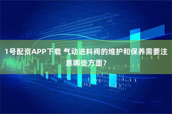 1号配资APP下载 气动进料阀的维护和保养需要注意哪些方面？
