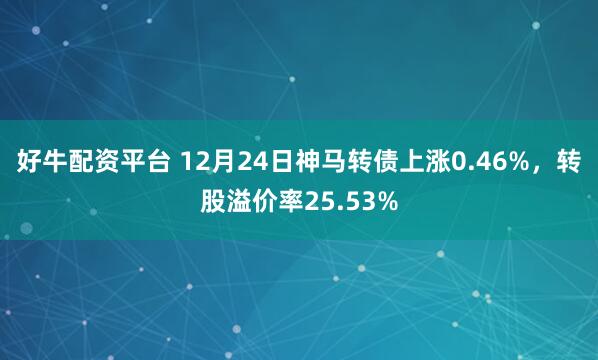 好牛配资平台 12月24日神马转债上涨0.46%，转股溢价率25.53%
